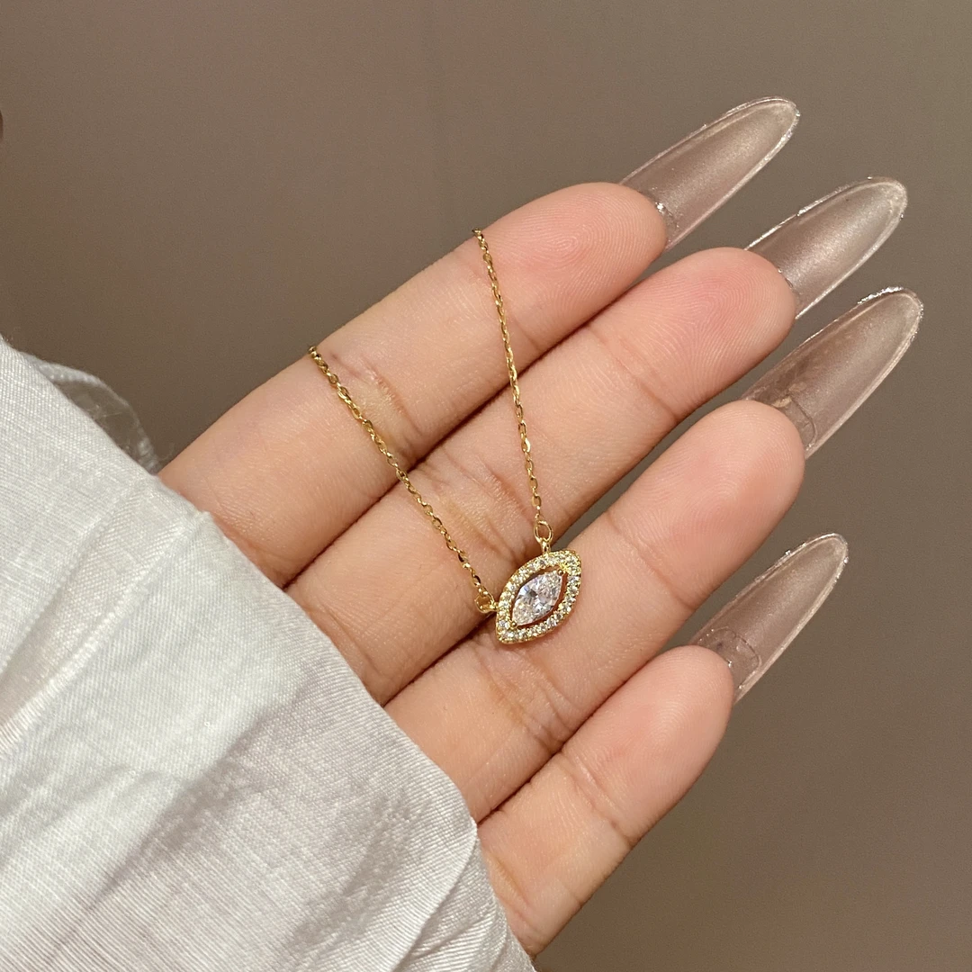 铜合金合成锆石项链 高级爆闪小众轻奢高级感项链A2532