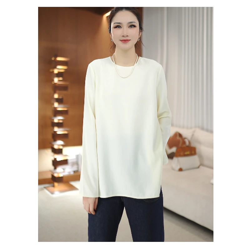 【简约风】新款下口开叉不规则百搭简约重磅醋酸衬衫女D24971
