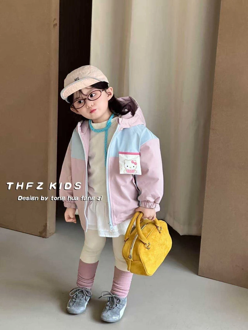 女童冲锋衣秋冬夹棉连帽三防棉服洋气童装保暖儿童外套th宝宝