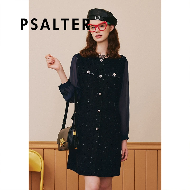 PSALTER诗篇圆领学院小香风羊毛针织裙连衣裙秋
