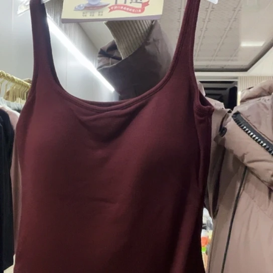 羊羔毛红色磨毛吊带美背福利