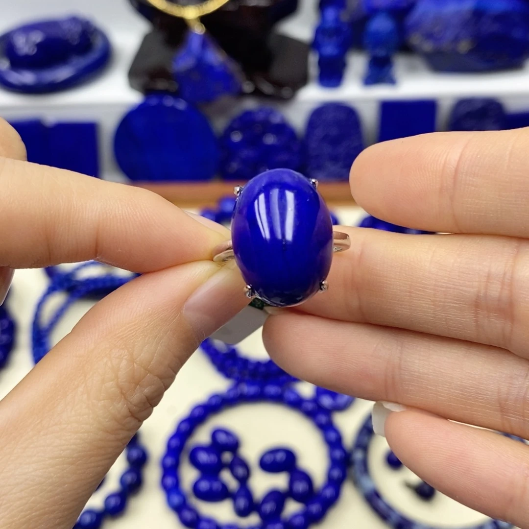 青金石戒指银S925镶嵌