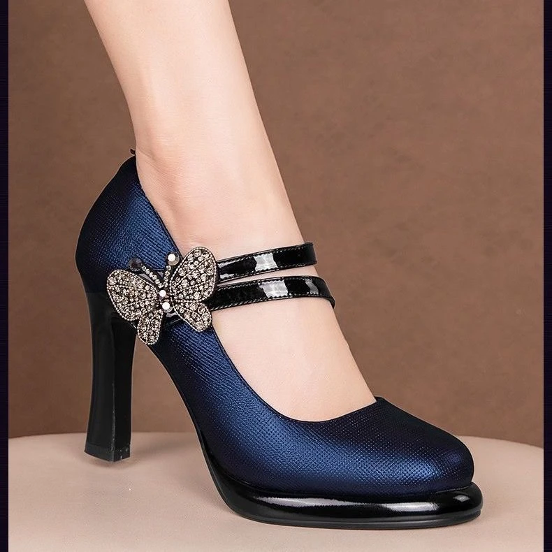 细跟单鞋女2025年新款爆款春秋季百搭防水台妈妈高跟女鞋子女职业