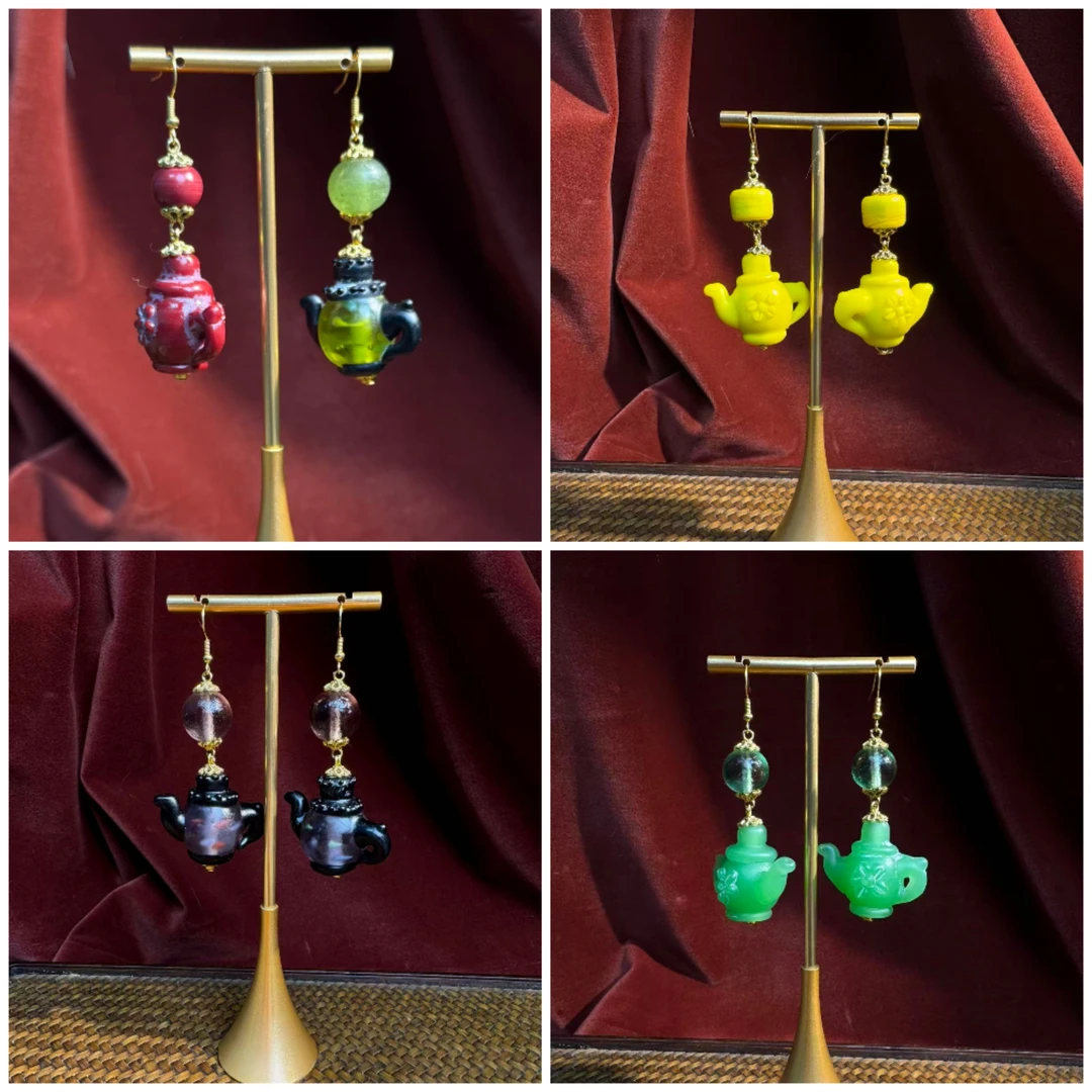 铜合金琉璃耳饰 铜合金琉璃耳饰 欧美时尚个性耳饰