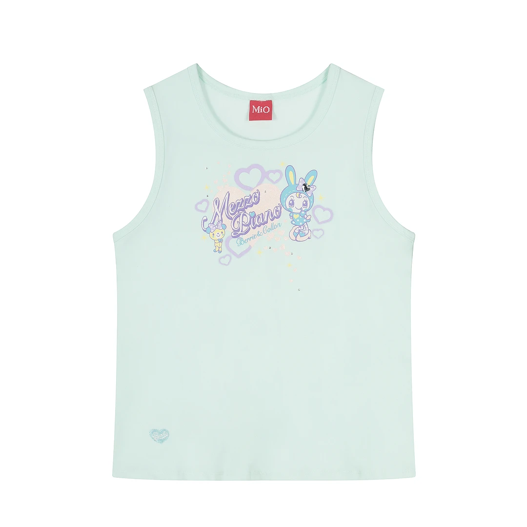 夏日多巴胺卡通无袖上衣T恤女设计感小众甜美辣妹外穿背心显瘦女