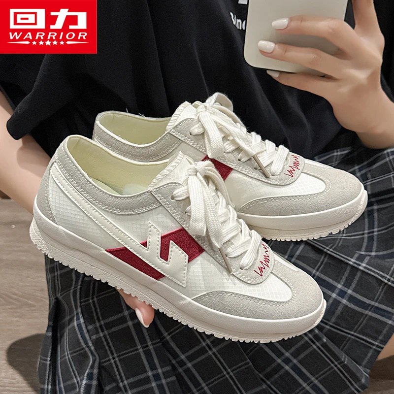 回力女鞋板鞋2025夏季新款透气轻便厚底增高学生小众女士小白鞋子