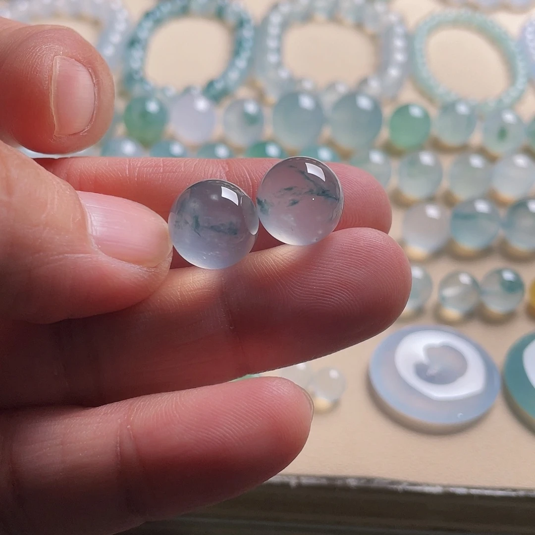 翡翠散珠天然缅甸翡翠A货，12.3mm-12.4mm