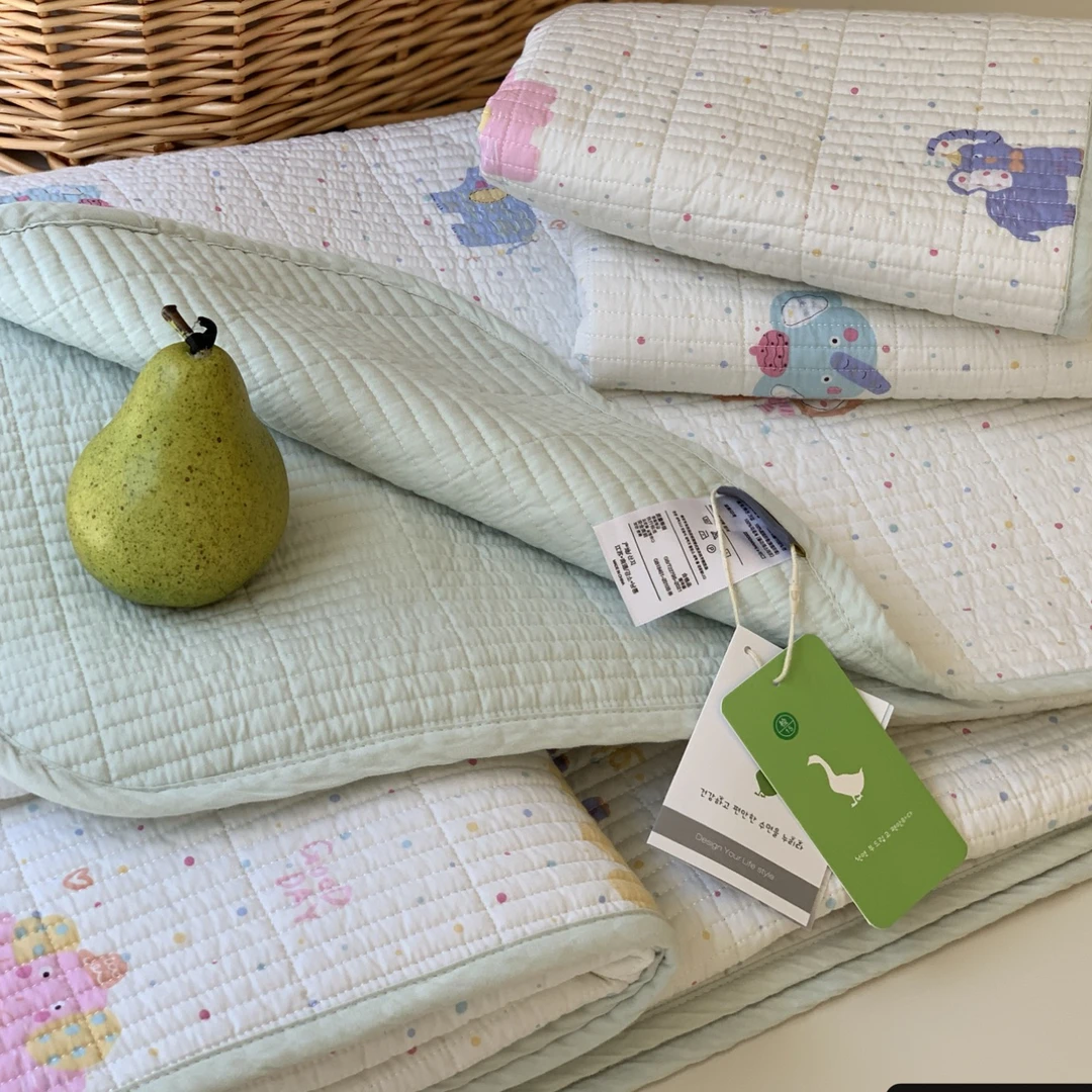 韩式大鹅慕斯全棉纯棉床盖三件套绗缝砂洗柔软夹棉四季床盖印花