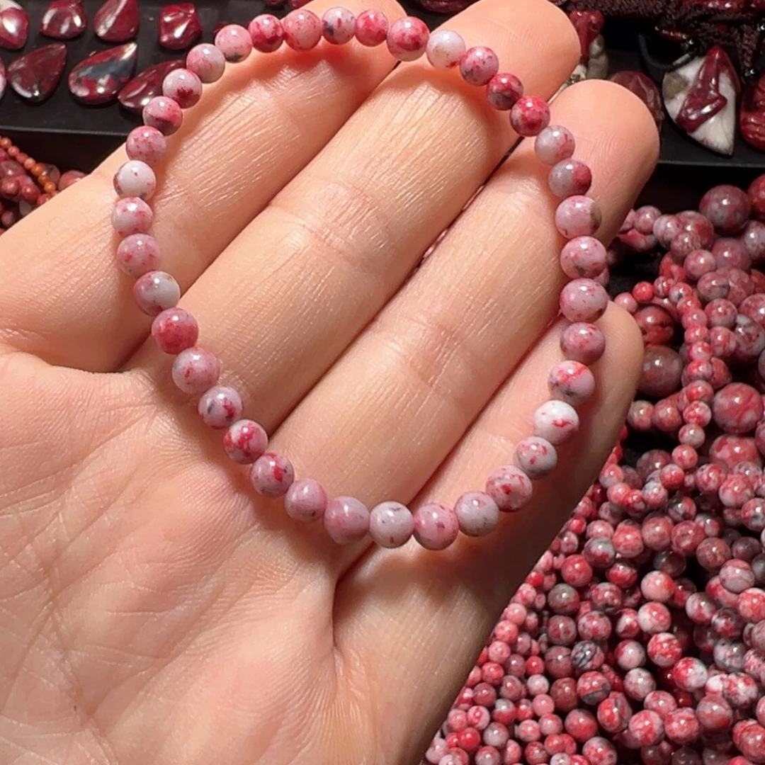 天然辰砂天然朱砂玉化原石手串