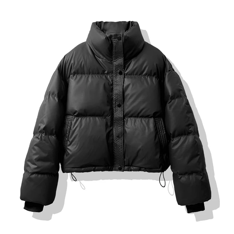 【618】短款立领棉服棉衣女2025冬季新款韩版宽松加厚PU皮棉袄外套