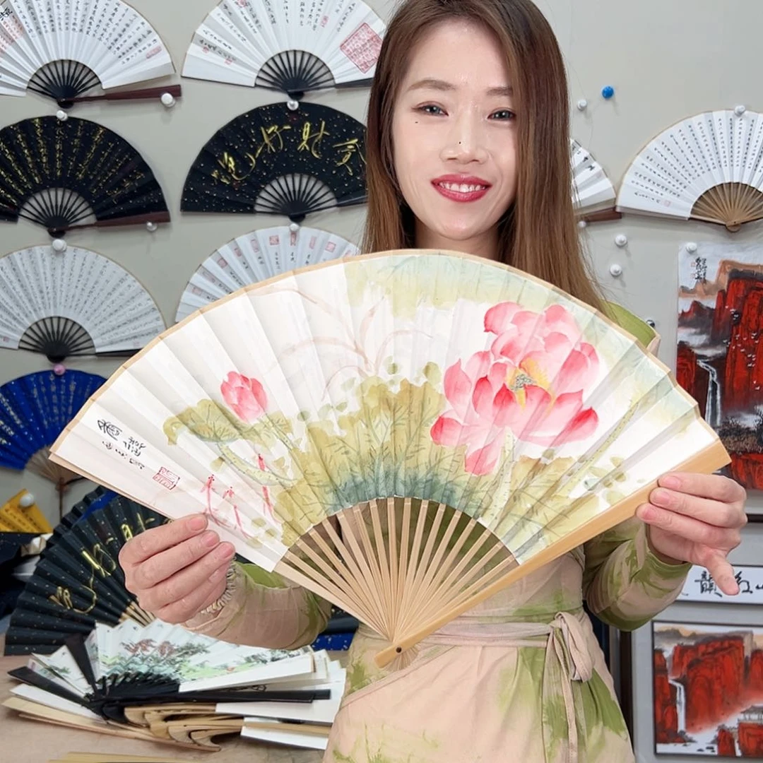书法九五寸玉竹-文玩扇-手写-粘好发出