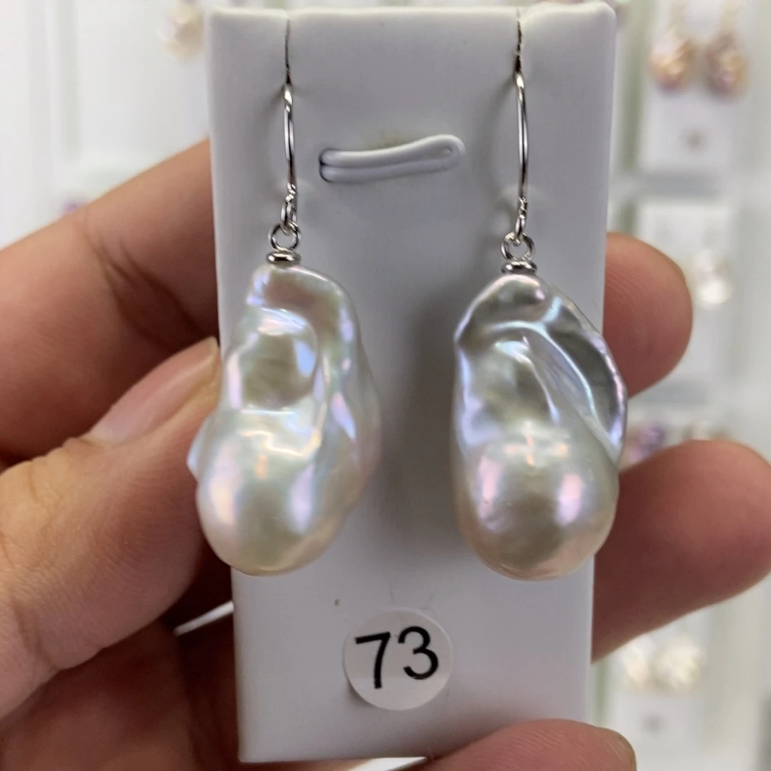 银S925镶嵌淡水珍珠耳饰