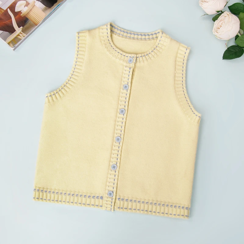 2334女童针织马甲2025新款儿童春秋款保暖背心女大童洋气甜美上衣
