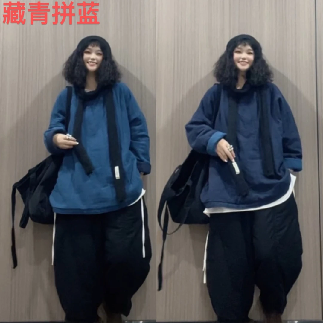 【若汐女装】文艺复古双面穿双纱棉麻圆领秋冬款套头棉服55970