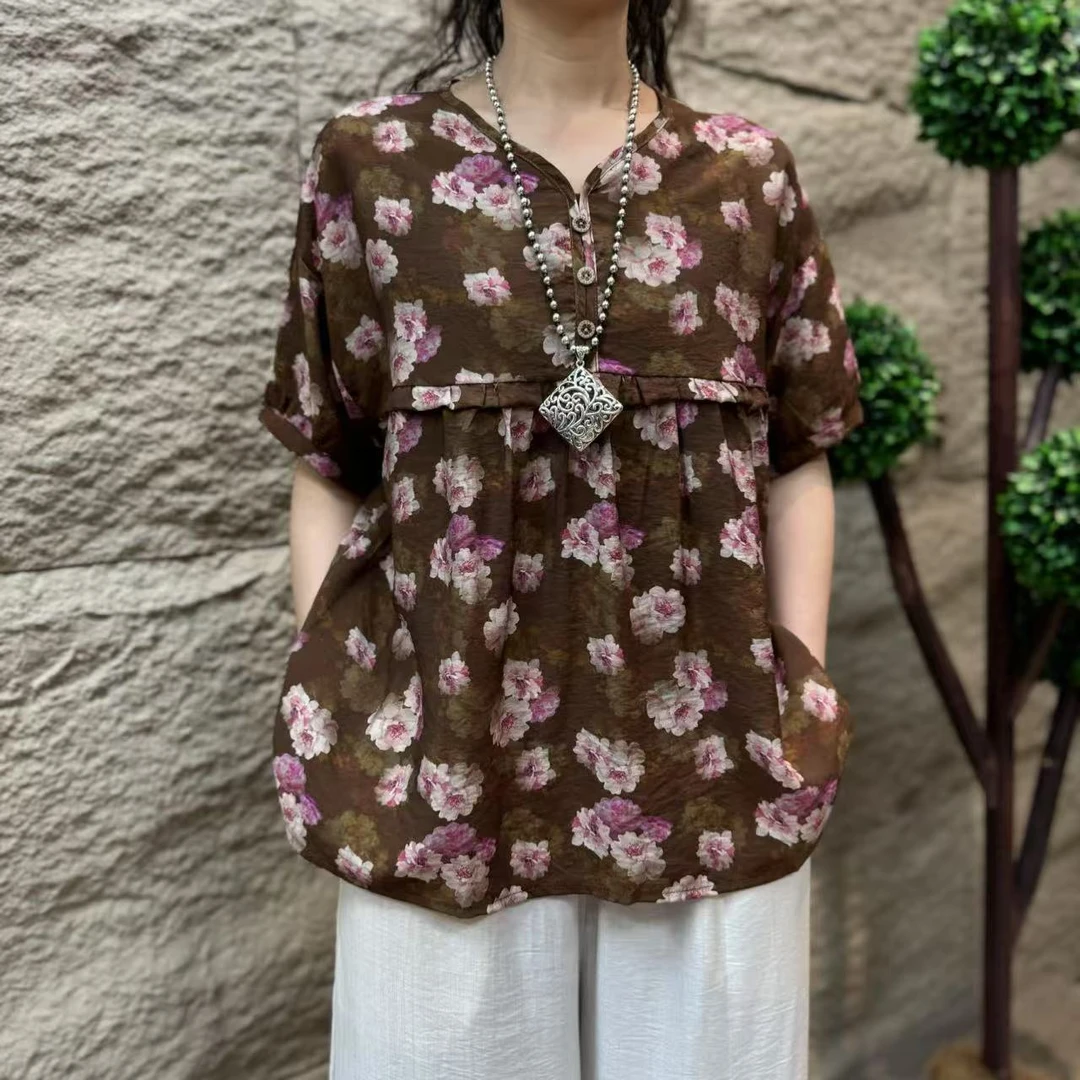 7438新款夏季洋气减龄优雅大方T恤小衫QZ