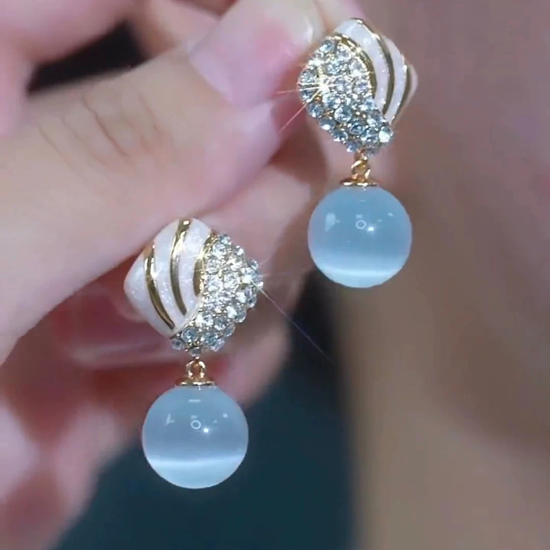 铜合金耳饰 高级感几何珠珠耳环925银针时尚气质耳钉耳饰女新款