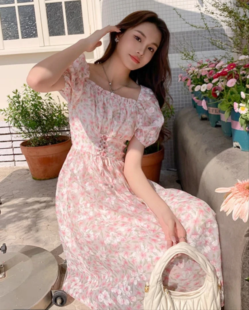 【艾丽莎定制】法式一字领甜美茶歇法式连衣裙女短袖气质修身裙子03