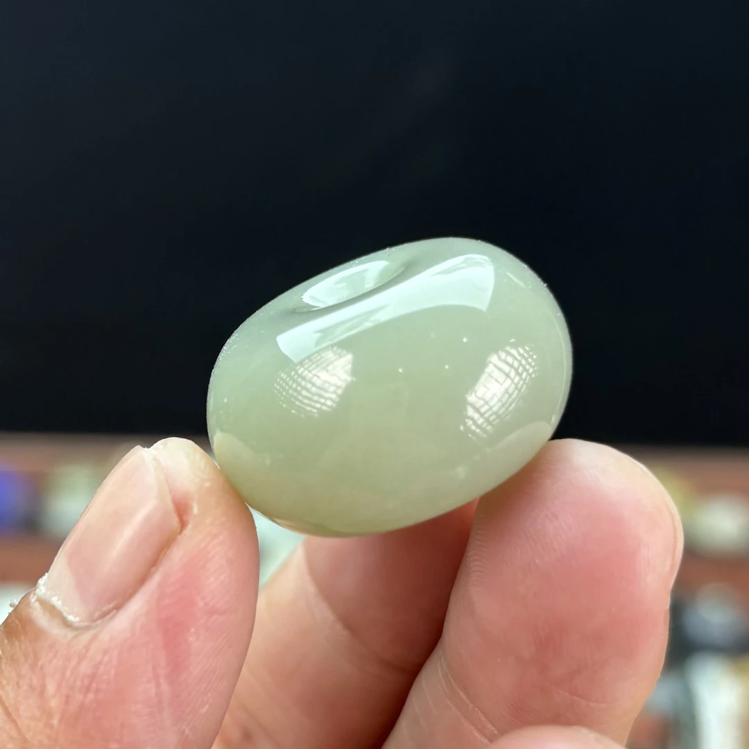 新疆和田玉且末蓝胖平安扣吊坠节日礼物