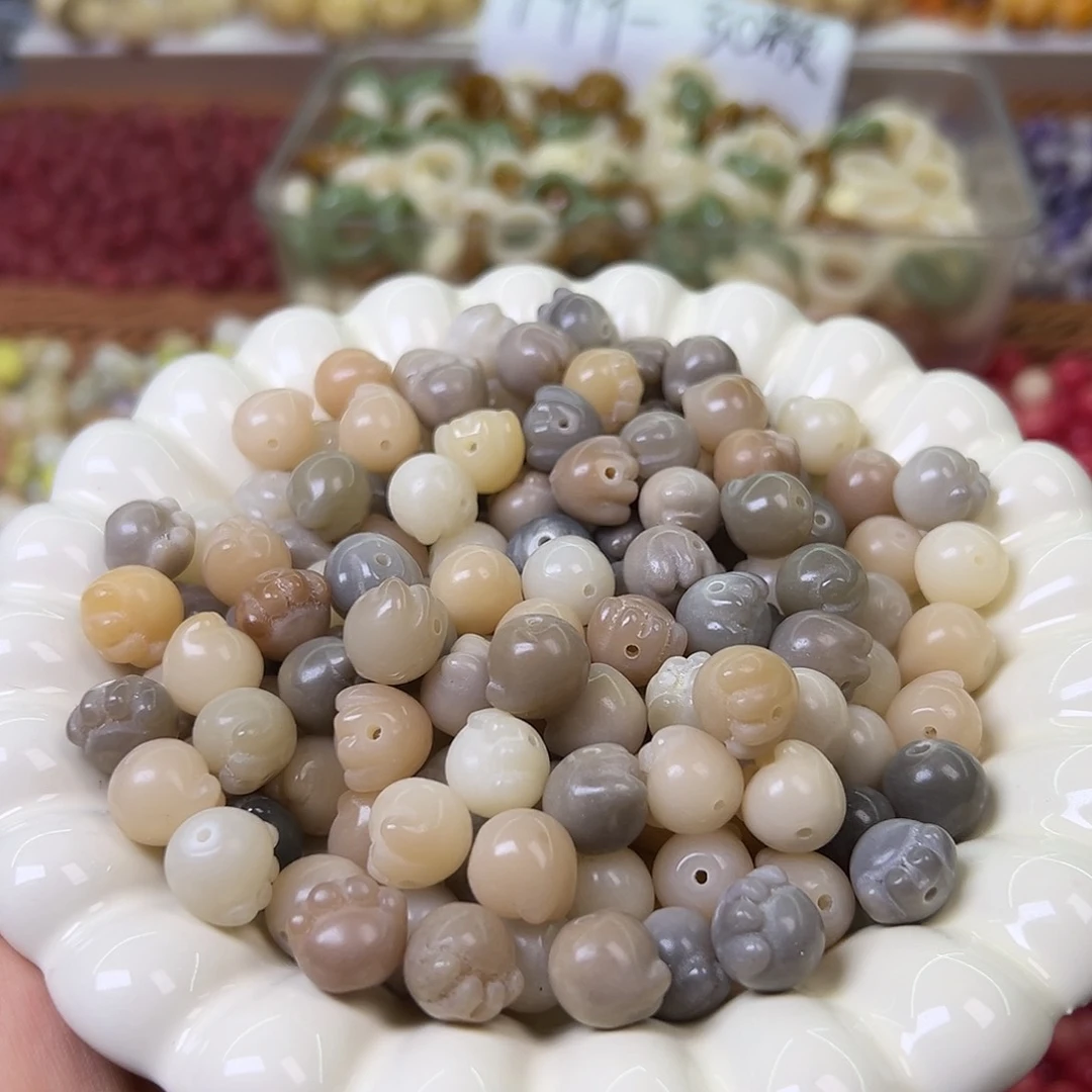 菩提根/象牙果手串微瑕12莫蓝蒂猫爪50颗