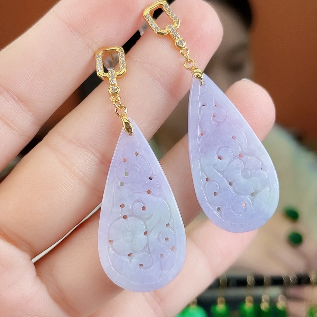 翡翠银S925镶嵌耳饰