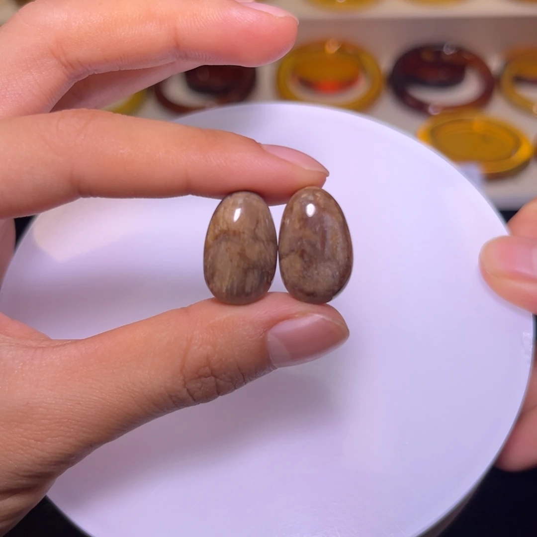 琥珀颈饰未镶嵌青花瓷耳耳坠