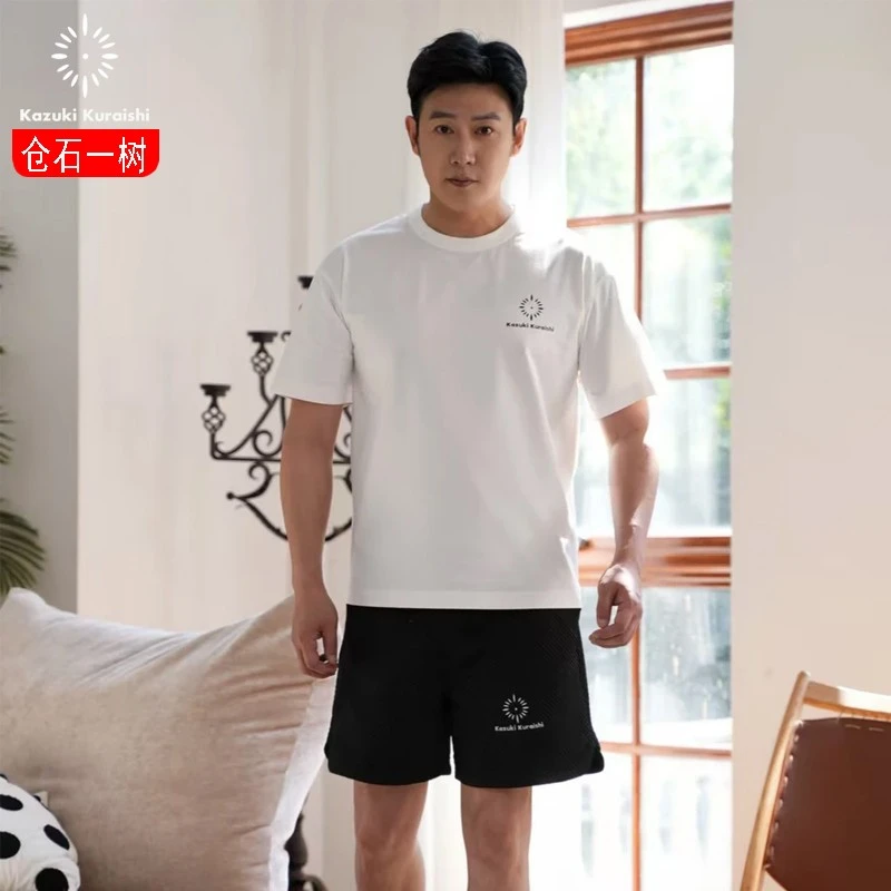 仓石一树陆毅同款T恤男士2025夏季宽松短袖印花百搭圆领休闲上衣