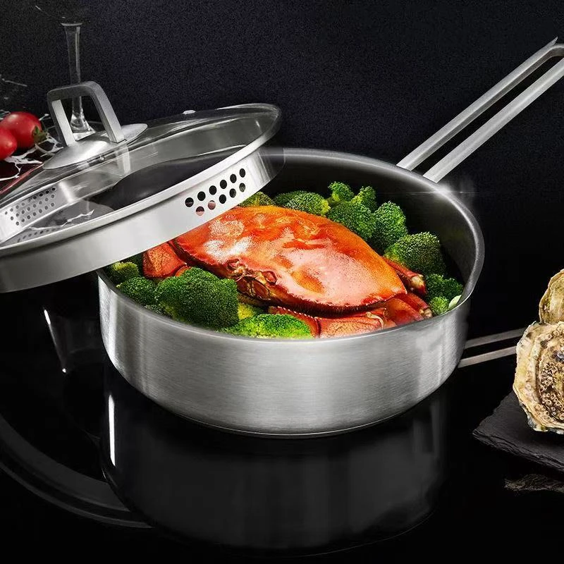 G-24cm聚能不锈钢不粘炒锅平底锅煎锅不挑灶具