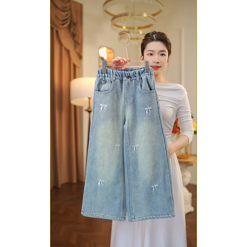 女童加绒牛仔裤冬装2025新款儿童冬季加厚裤子休闲裤3332