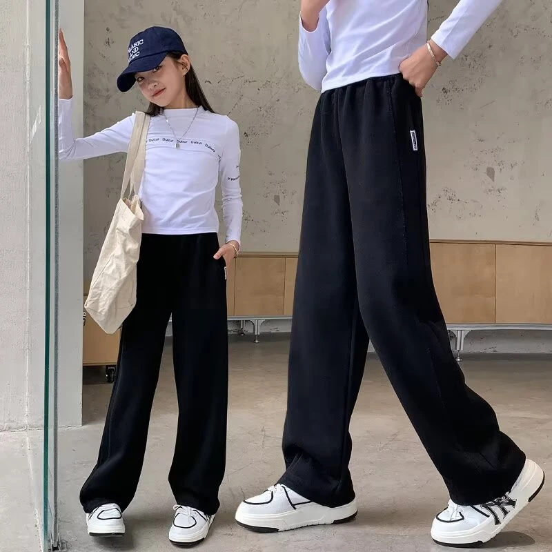 儿童运动裤2024春秋新款女童裤子中大童阔腿裤女孩休闲宽松直筒潮