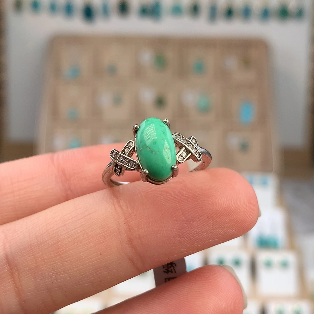 绿松石银S925镶嵌戒指