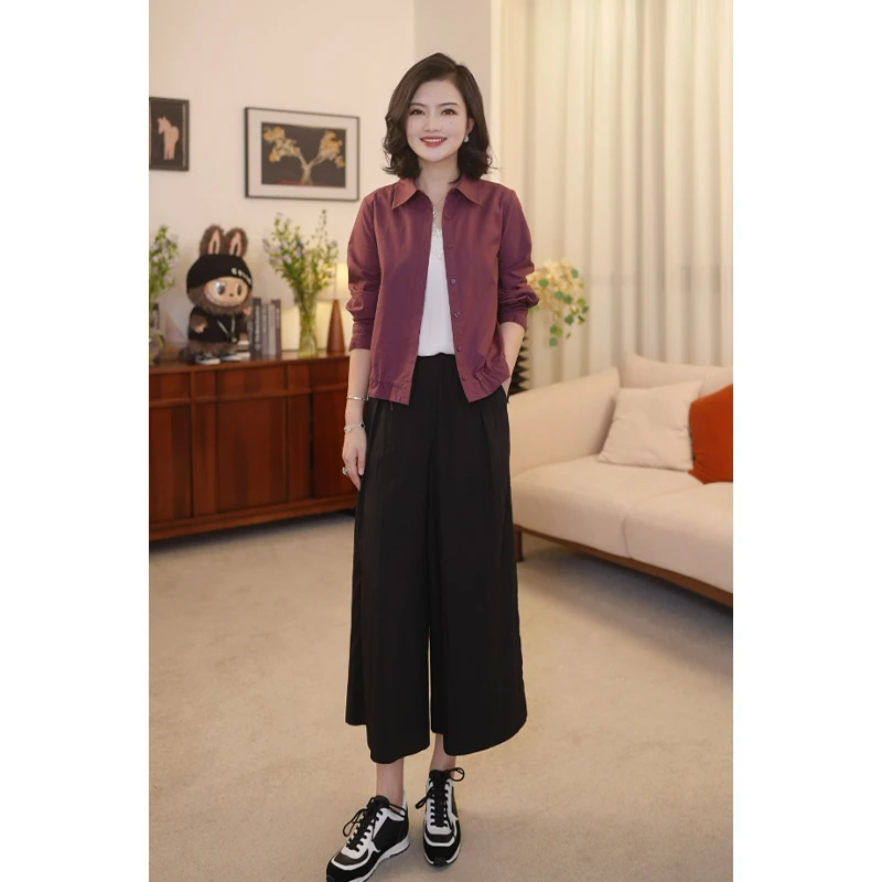 枫竺阿楠anan 全松紧腰两粒扣宽松阔腿裙裤女士夏季薄款九分裤