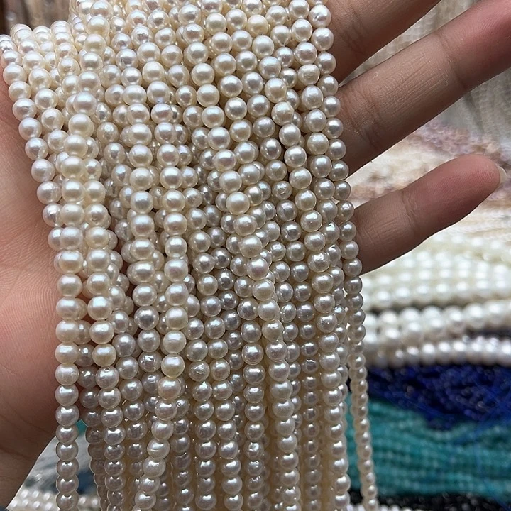 未镶嵌玛瑙/玉髓珠宝半成品一条4.5mm左右近椭圆珍珠