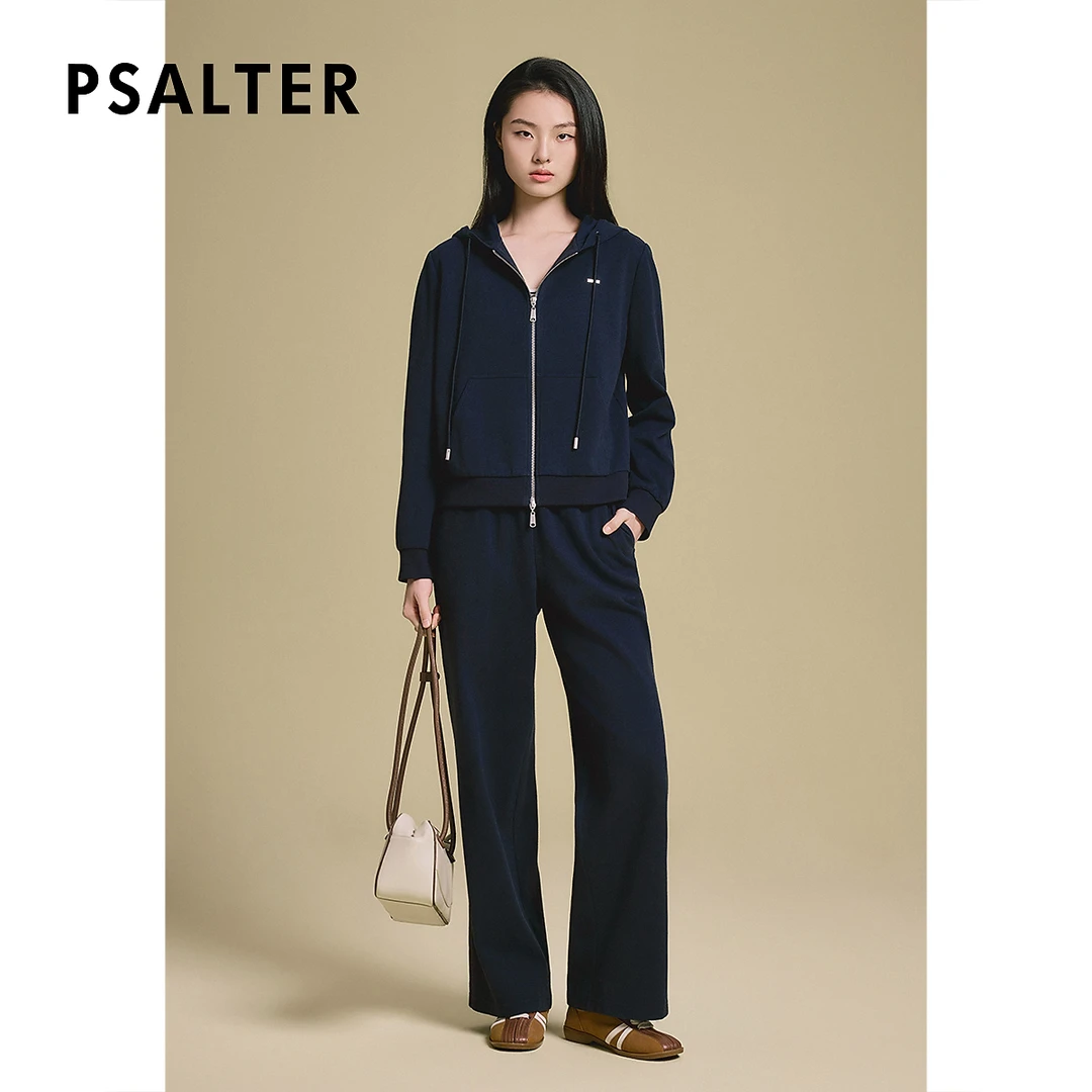 诗篇专选空气层乱麻肌理时髦美式复古藏蓝色休闲外套2025夏季新款