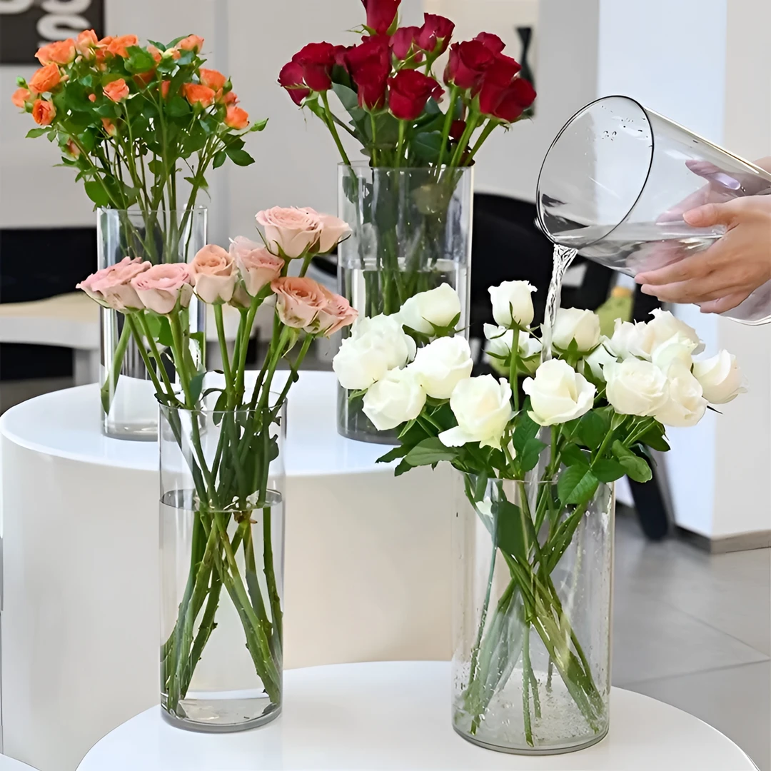 碧琢插花透明亚克力花瓶大号养花摆件水培花瓶醒花桶醒花家用客厅