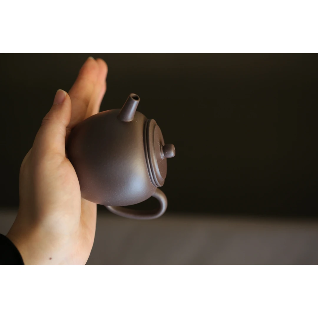 懂茶帝-全手工鲍轩怀月宜兴原矿紫砂壶茶具陈腐老紫泥