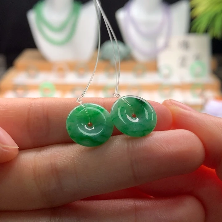 翡翠未镶嵌耳饰天然缅甸A货翡翠