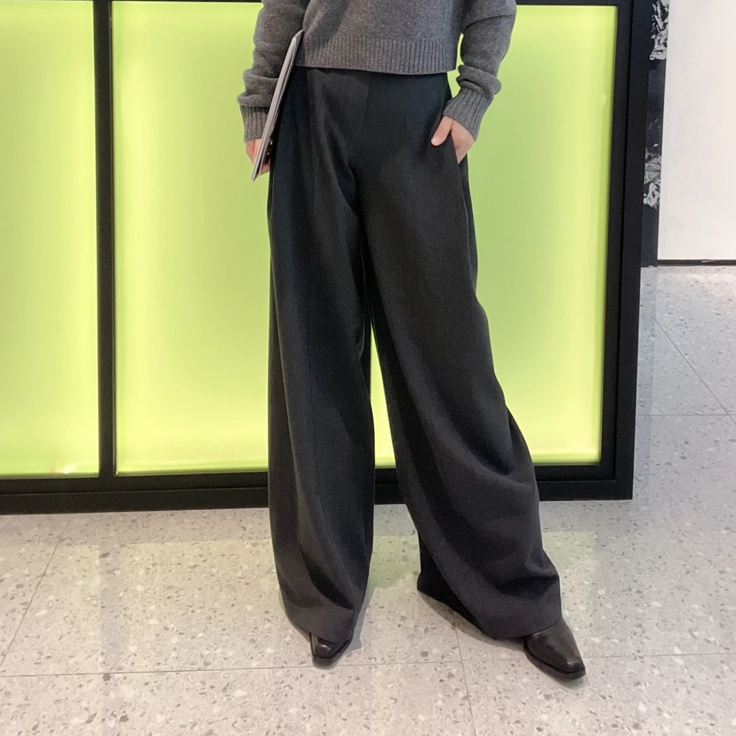n'one26春季新款高腰显瘦垂感阔腿裤女简约气质百搭弯刀裤6828