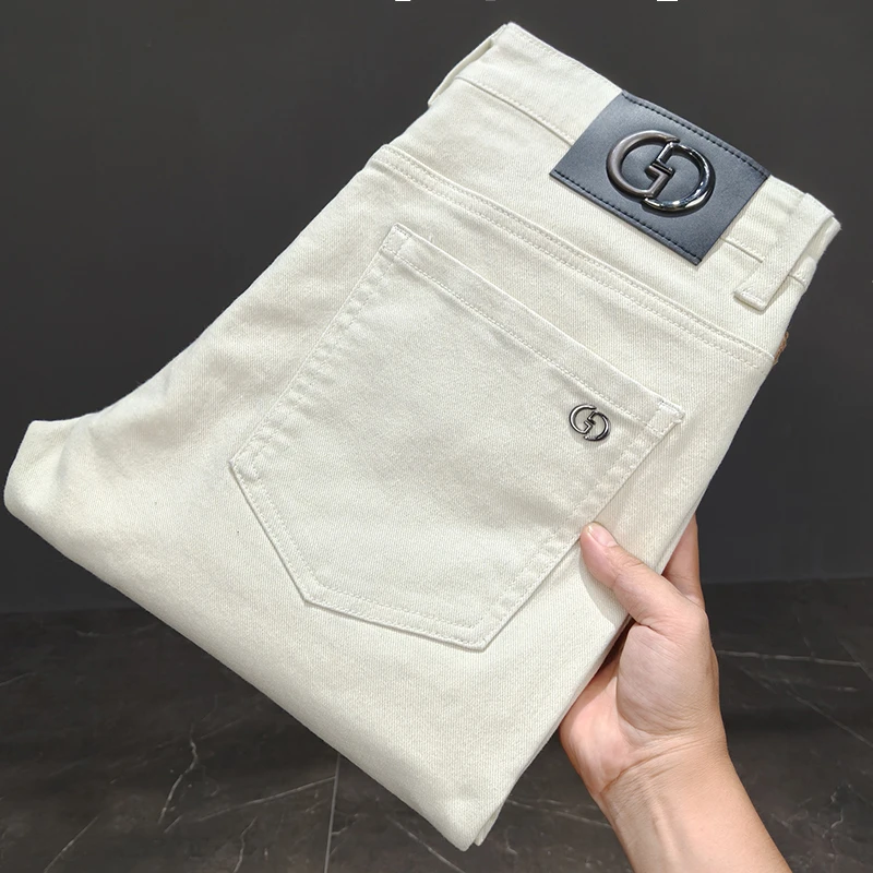 2025秋季新款高端轻奢欧版修身弹力小脚裤子男牛仔裤百搭小直筒裤