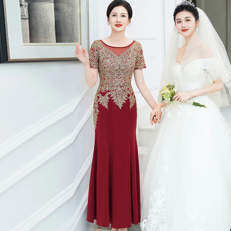 5688高端轻奢主持演出晚礼服鱼尾裙高级优雅气质结婚喜妈妈婚宴装