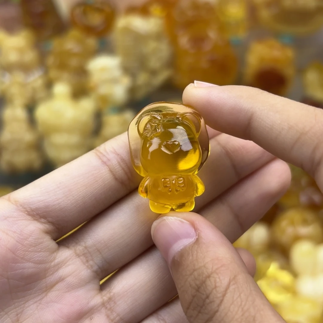 未镶嵌金珀裸石金珀吊坠打孔不退不换