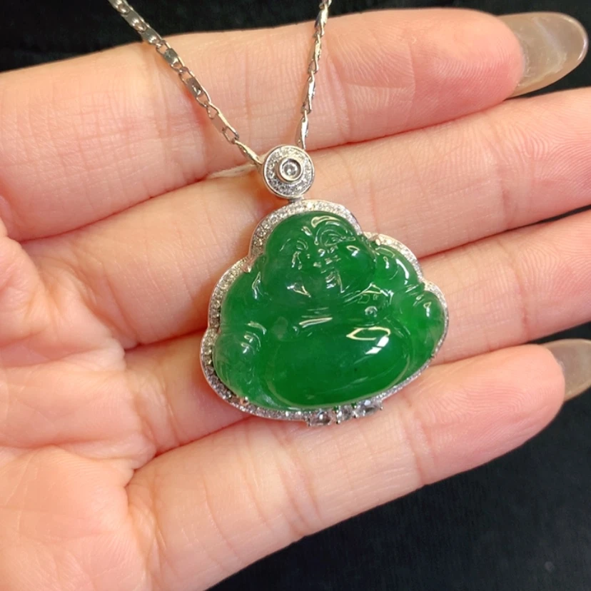 【闪购商品】颈饰18K金镶嵌翡翠佛公