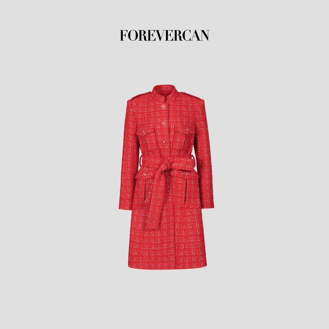 FOREVERCAN“落日熔金”新年特辑 立体剪裁收腰腰带大衣外套SC22635