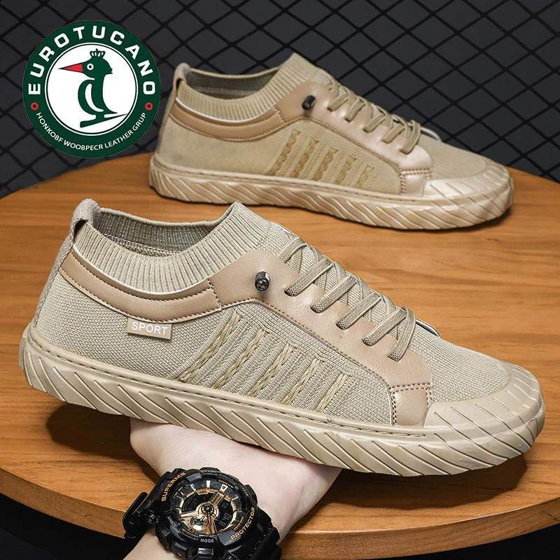 官方正品春季上班新款男士休闲运动板鞋韩版透气飞织鞋一脚蹬男鞋