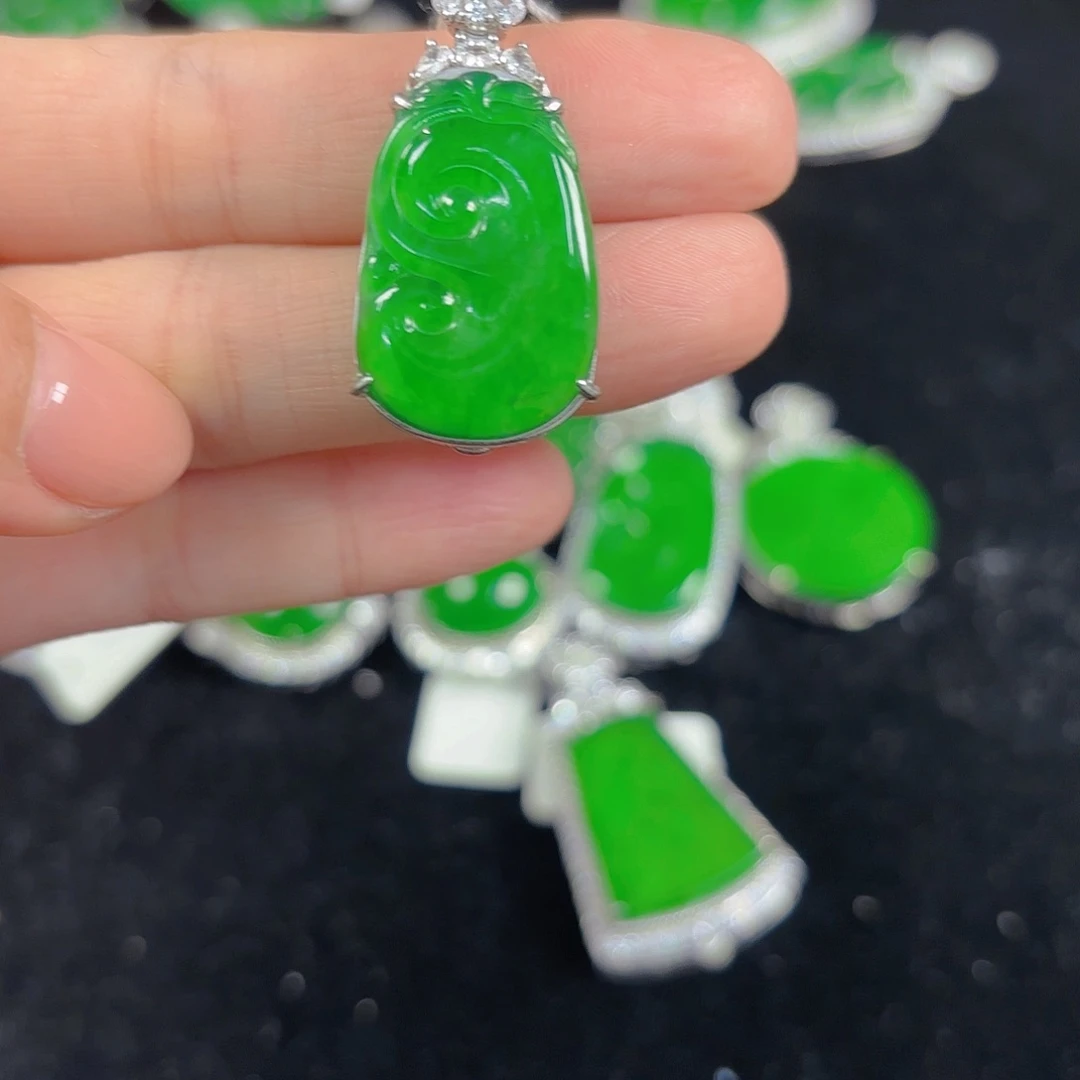 翡翠银S925镶嵌吊坠(不含链)