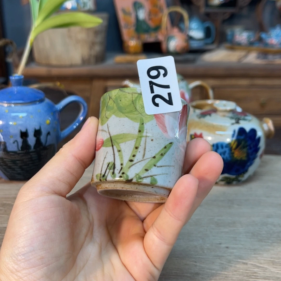 壶素浅陶瓷手工手绘