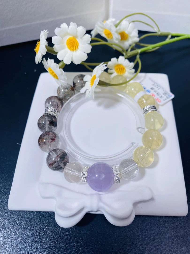 【雯姐甄选】天然原创水晶单圈手链  绿幽灵柠檬晶手链