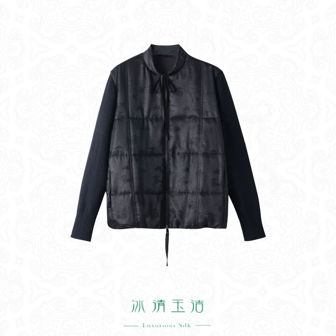 【玉洁定制】“冬语”香云纱拼接百搭新款气质显瘦棉服上衣J24138