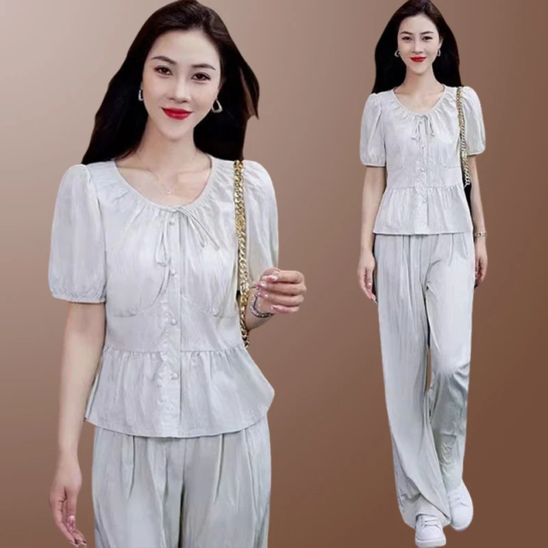 香朵儿清新优雅韩系穿搭套装2025夏季新款松弛感舒适圆领两件套女