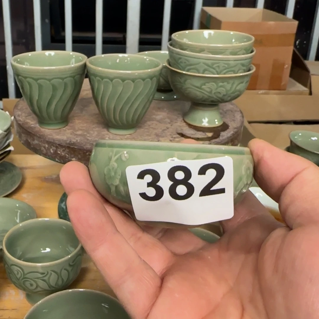 豆***荚瓷片耀州窑手工主人杯瑕疵不退换