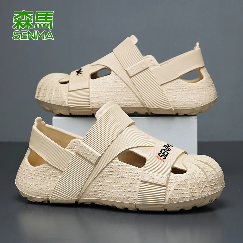 SENMA/森马洞洞鞋男士夏季2025新款外穿防滑耐磨包头沙滩休闲凉拖